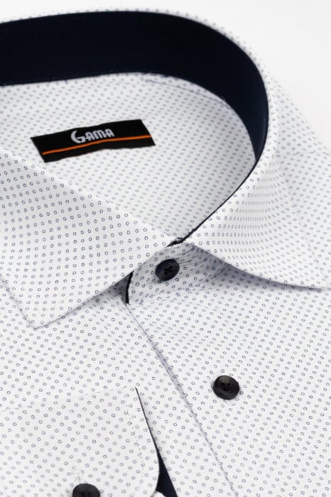 Camasa regular fit alba cu cercuri bleumarin 3XL [2]