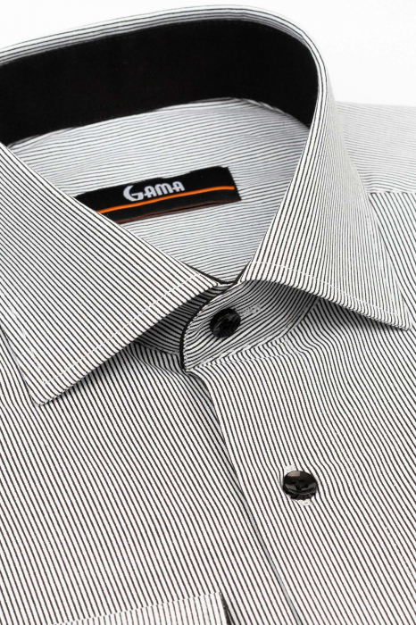 Camasa regular fit alba cu dungi negre [2]