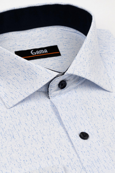 Camasa regular fit alba cu imprimeu bleu 2XL [3]