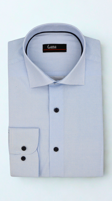 Camasa regular fit alba cu imprimeu bleu 3XL [6]