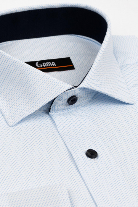 Camasa regular fit alba cu imprimeu bleu [3]