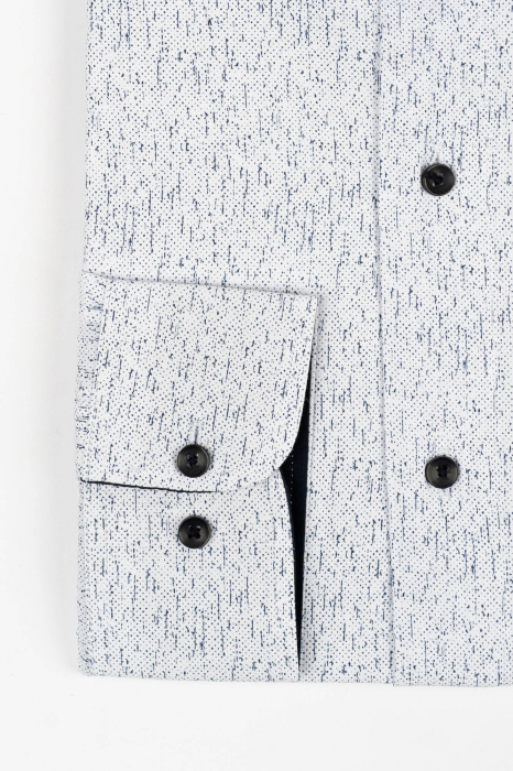 Camasa regular fit alba cu imprimeu bleumarin [2]