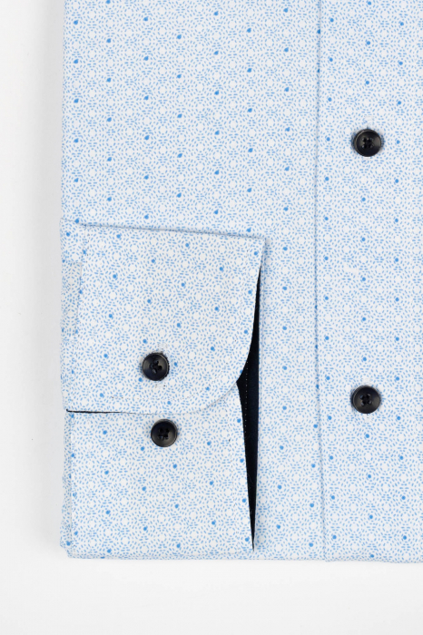 Camasa regular fit alba cu imprimeu geometric bleu [3]