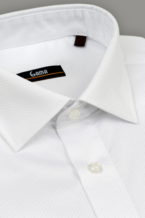 Camasa regular fit  alba cu model in tesatura [3]