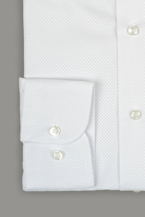 Camasa regular fit  alba cu model in tesatura [2]