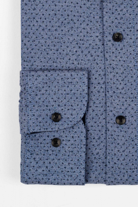 Camasa slim fit albastra cu imprimeu bleumarin 2XL [3]