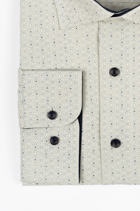 Camasa regular fit bej cu imprimeu geometric bleumarin 3XL [3]
