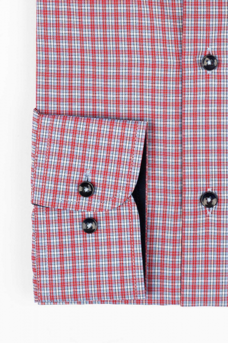Camasa regular fit bleu cu carouri albe si rosii 3XL-4XL [2]