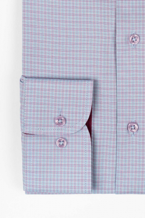 Camasa regular fit bleu cu carouri roz 3XL-4XL [2]