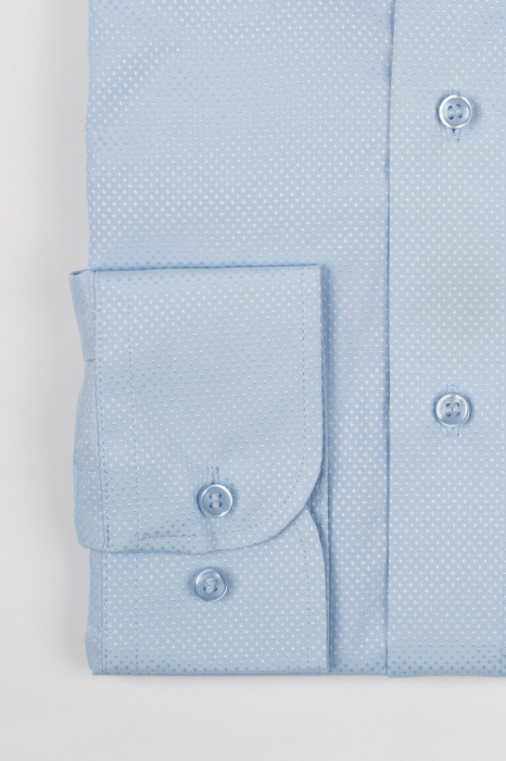 Camasa regular fit  bleu cu model in tesatura [2]