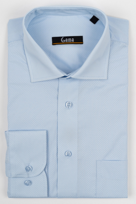 Camasa regular fit  bleu cu model in tesatura [1]