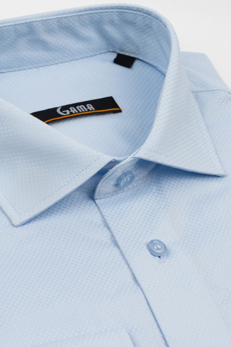 Camasa regular fit  bleu cu model in tesatura [3]