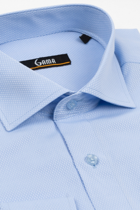 Camasa regular fit  bleu cu model in tesatura [3]