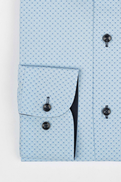 Camasa regular fit bleu cu picouri bleumarin si albe [3]