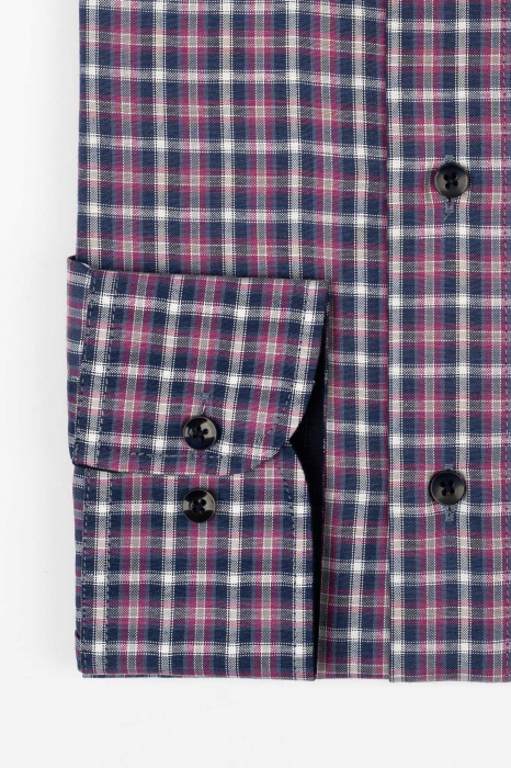 Camasa regular fit bleumarin cu carouri roz si albe [2]