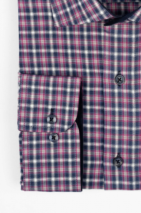 Camasa regular fit bleumarin cu carouri roz si albe 3XL-4XL [2]