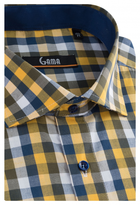 Camasa regular fit galbena cu carouri [3]