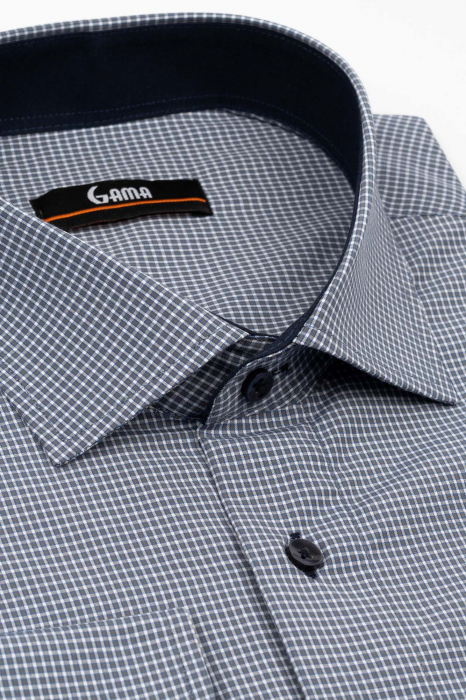 Camasa regular fit gri cu carouri albe 2XL-4XL [3]