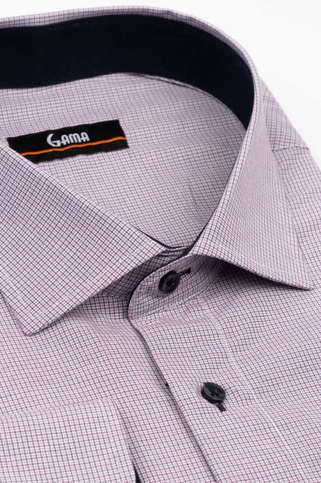 Camasa regular fit mov cu carouri mici roz 2XL-4XL [3]