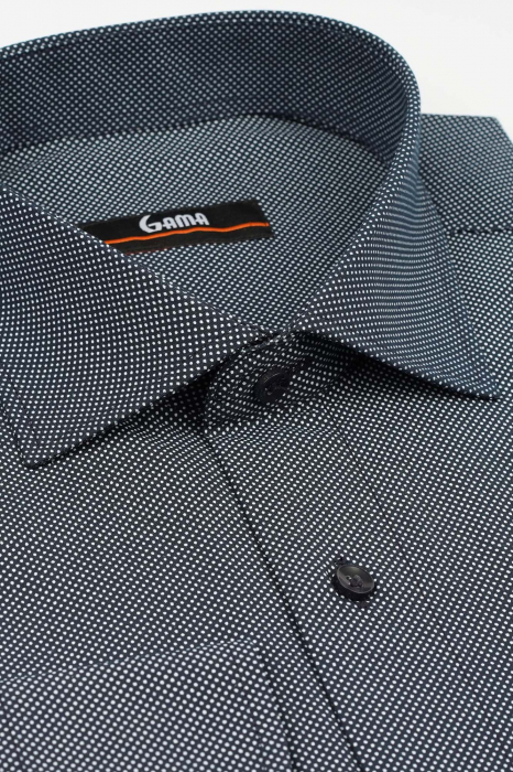 Camasa regular fit neagra cu buline bleu [3]