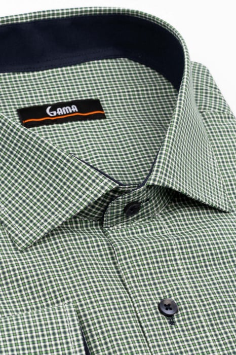 Camasa regular fit verde cu carouri albe si bleumarin 3XL-4XL [3]
