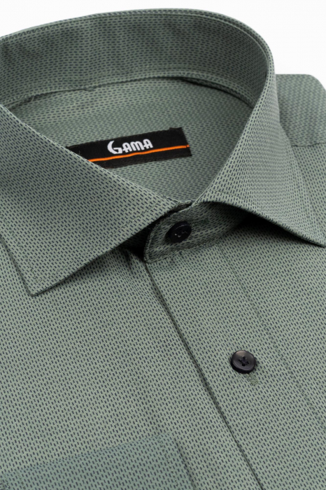 Camasa regular fit verde cu imprimeu bleumarin [2]