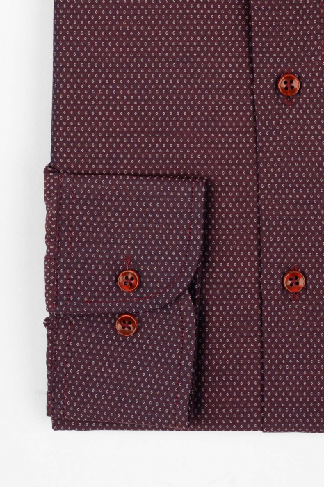 Camasa regular fit visiniu cu imprimeu alb 2XL [2]