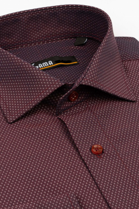 Camasa regular fit visiniu cu imprimeu alb 2XL [3]