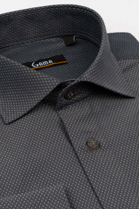 Camasa regular fit gri cu imprimeu geometric alb [2]