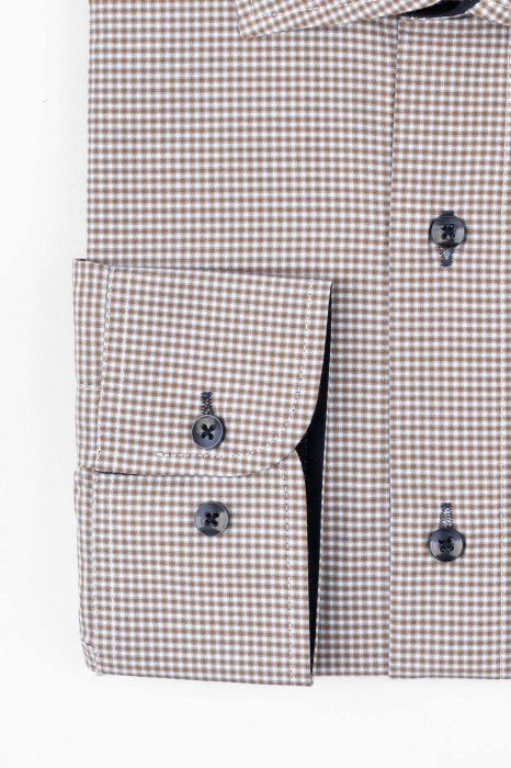 Camasa regular maro cu carouri bleu si albe 2XL-3XL