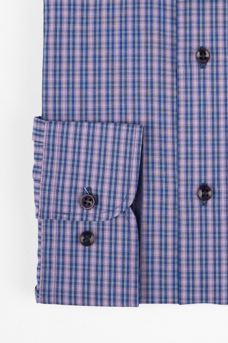 Camasa regular mov cu carouri albastre [3]