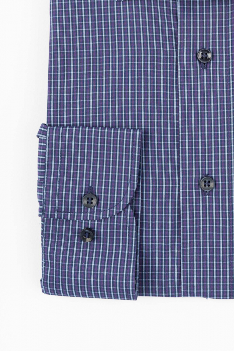 Camasa regular mov cu carouri bleu [3]