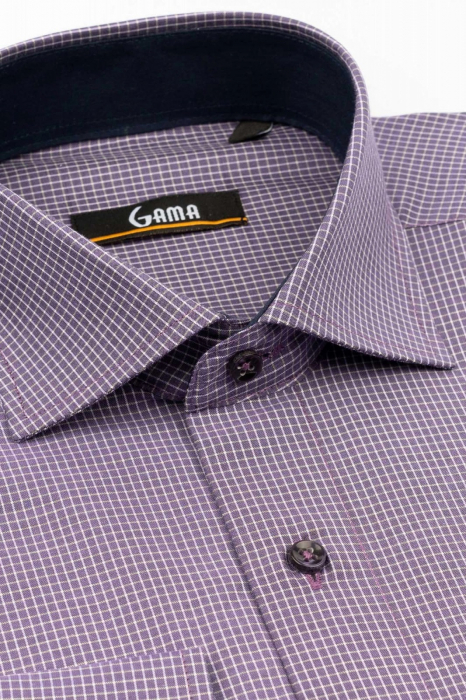 Camasa regular mov cu carouri lila si gri 2XL-3XL [2]