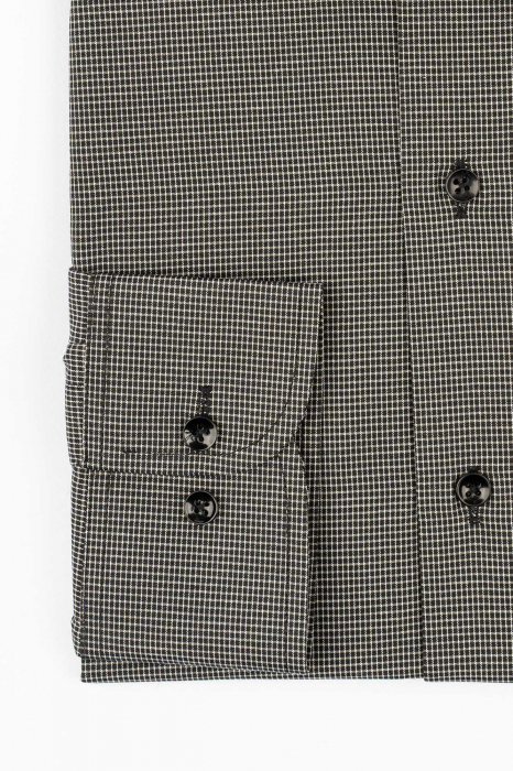 Camasa regular fit  neagra cu carouri mici albe [2]