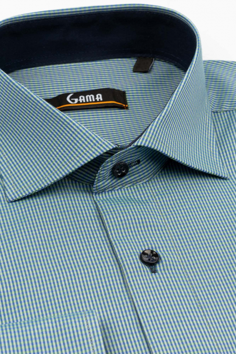 Camasa regular verde cu carouri albastre 2XL-3XL [3]