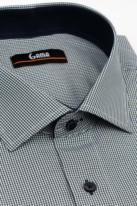 Camasa regulat fit alba cu carouri verzi si bleu 2XL-4XL [3]