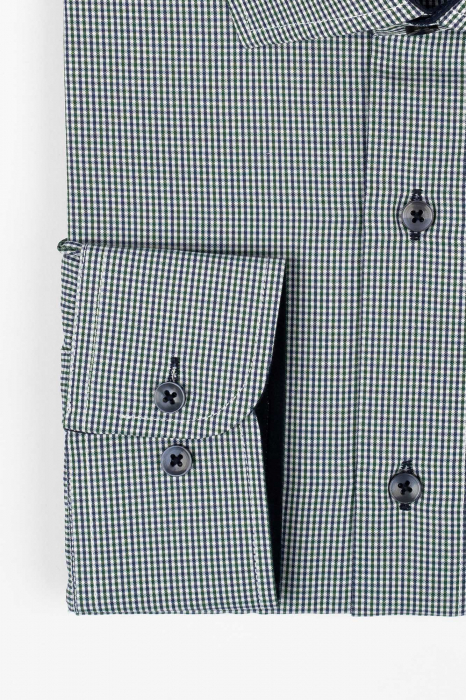 Camasa regulat fit alba cu carouri verzi si bleu 2XL-4XL [2]