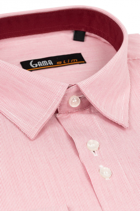 Camasa rosie slim fit cu dungi [2]