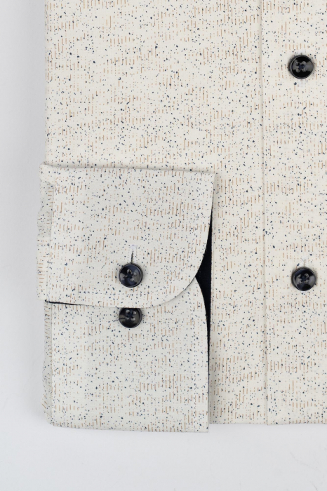 Camasa slim alba cu imprimeuri maro si albastru [2]