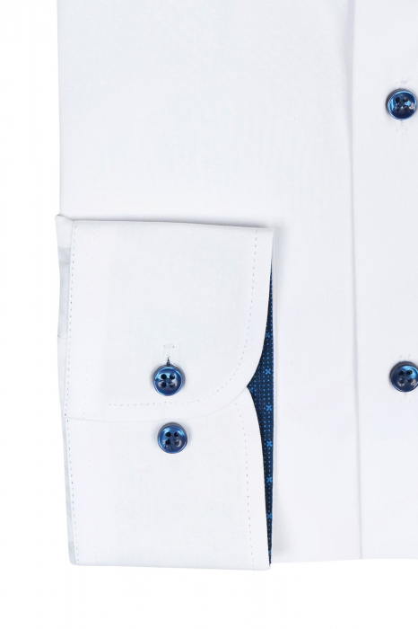 Camasa regular fit alba cu insertie in contrast la guler [3]
