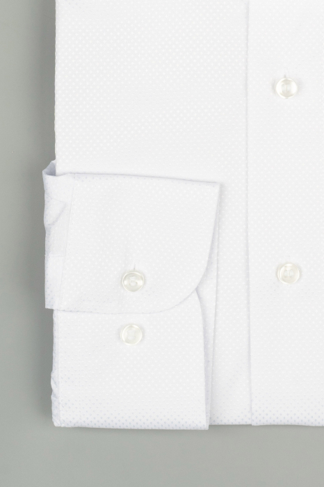 Camasa slim fit alba cu model in tesatura [3]
