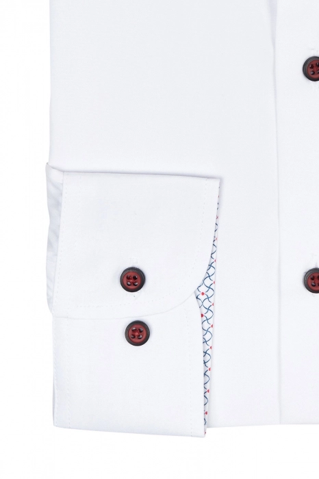 Camasa regular alba cu nasturi visinii [3]