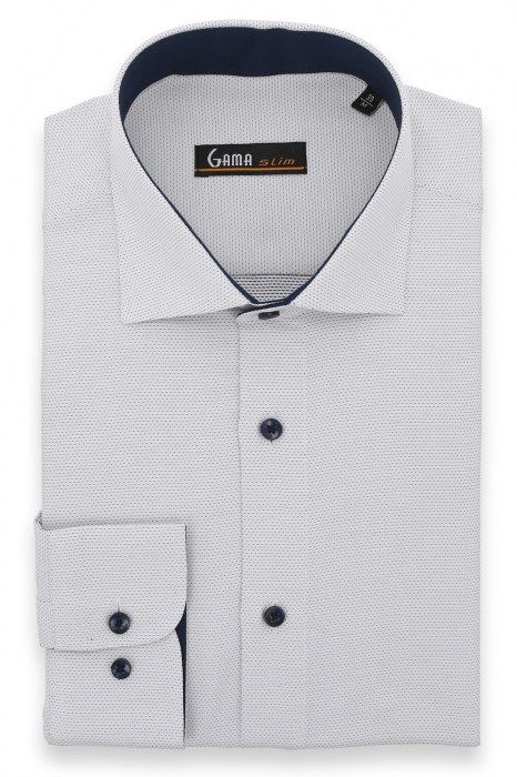 Camasa slim alba cu picouri [2]