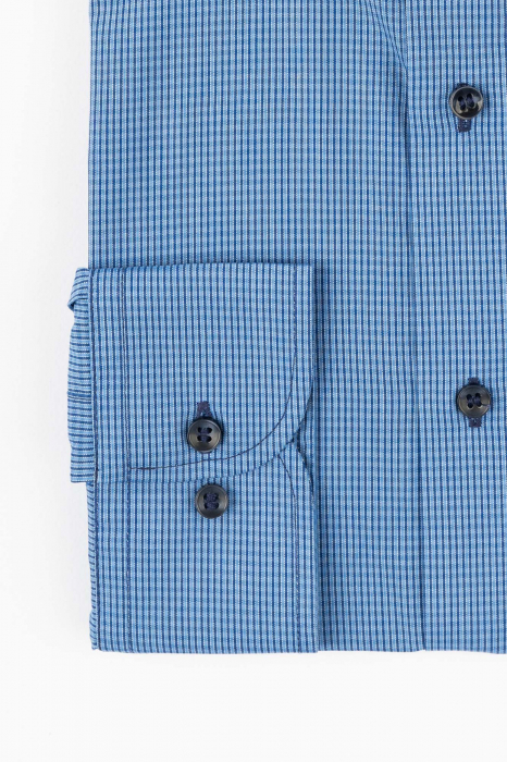 Camasa slim fit albastra cu carouri mici [3]
