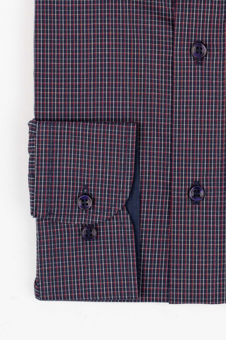 Camasa slim fit  bleumarin cu carouri albe si rosii [3]