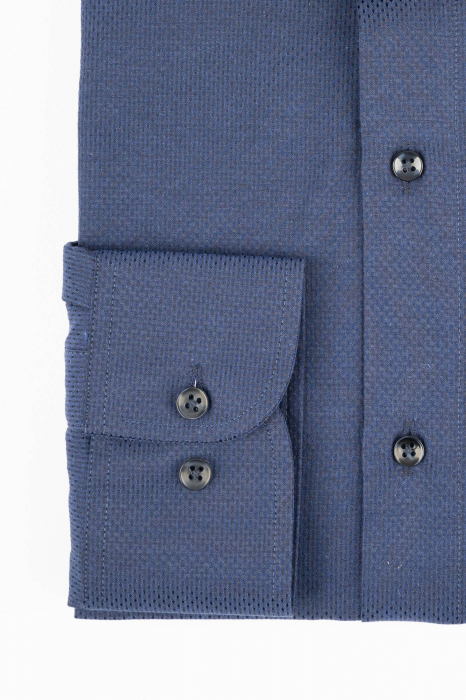 Camasa slim bleumarin cu model in tesatura [3]