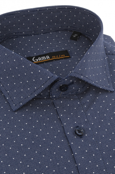 Camasa slim cu elastan cu imprimeuri mici [3]