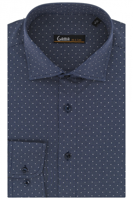 Camasa slim cu elastan cu imprimeuri mici [2]