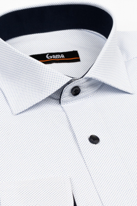 Camasa slim fit alba cu buline bleu 2XL [2]