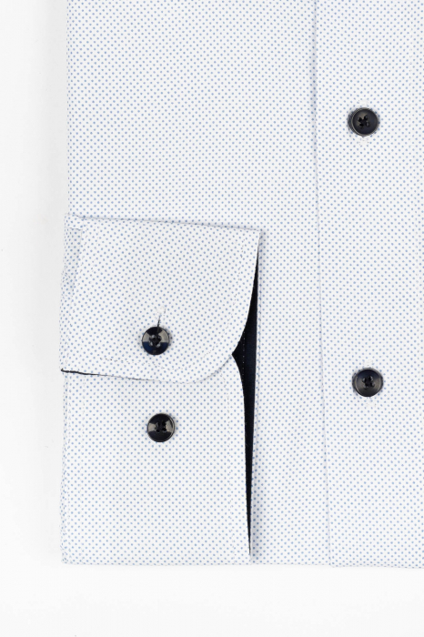 Camasa slim fit alba cu buline bleu 2XL [3]